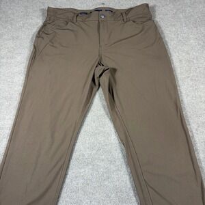 Marc Asher New York Performance Pants Mens 38x32 Brown Classic Fit Stretch Golf